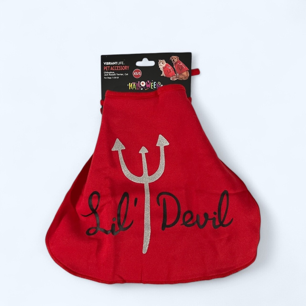 LIL DEVIL pet cape COSTUME RED S/XS NEW !!